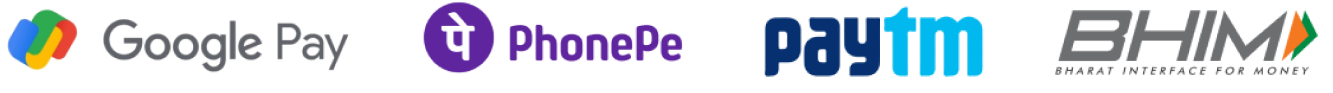 Accepted payment apps: Google Pay, PhonePe, Paytm, BHIM UPI